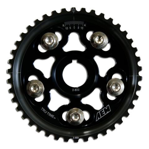 Tru-Time Adjustable Cam Gear, Black Anodized, 5-Bolt Design, Fits Honda D15B7, D16A6 and D16Z6 Engin