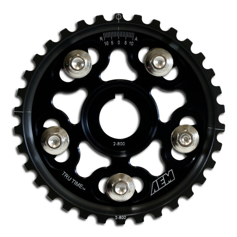 Tru-Time Adjustable Cam Gear, Black Anodized, 5-Bolt design, Fits Acura B17A1, B18A1, B18B1, B18C1 a