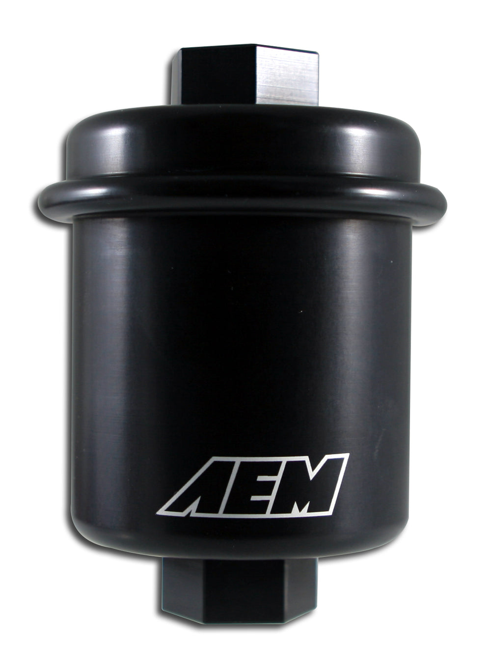 High Volume Fuel Filter, Black Anodized, Fits Acura & Honda, Inlet: 14mm X 1.5, Outlet: 12mm X 1.25