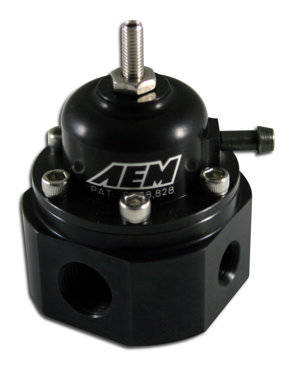 Universal Adjustable Fuel Pressure Regulator, Black Anodized, Inlet 2 X -6 (9/16-18), Outlet -6 (9/1
