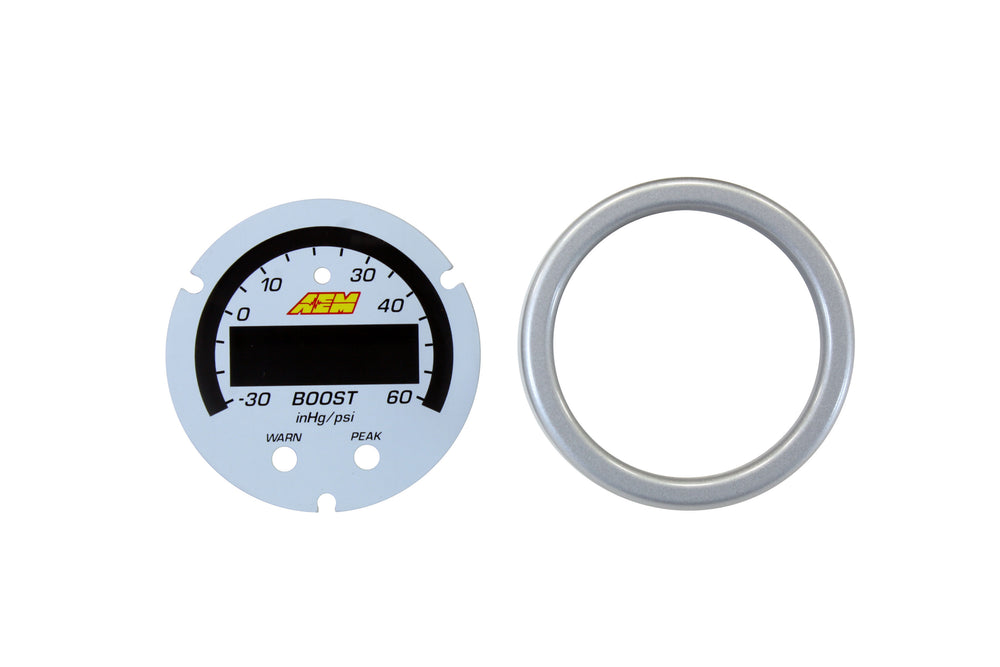 X-Series Boost Pressure Gauge -30-60psi - -1-4bar Accessory Kit, Silver Bezel and White Faceplate