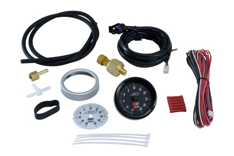 Analog Style Boost SAE Gauge, -30 - 35psi, incl blk and wht faces, blk and silvr bezels