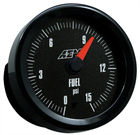 Analog Style Boost or Fuel Pressure SAE Gauge, 0-15psi, incl blk and wht faces, blk and silvr bezels