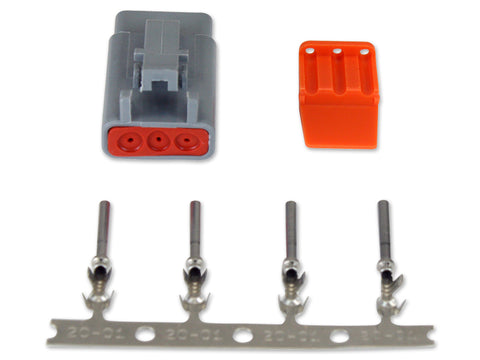 DTM-Style 3-Way Plug Connector Kit, Includes Plug, Plug Wedge Lock and 4 Female Pins