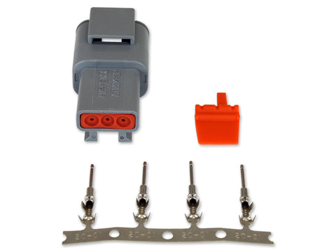 DTM-Style 3-Way Receptacle Connector Kit, Includes Receptacle, Receptacle Wedge Lock and 4 Male Pins