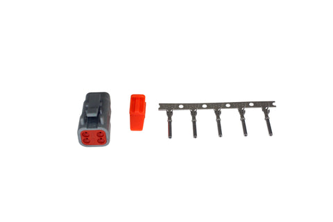 DTM-Style 4-Way Plug Connector Kit, Includes Plug, Plug Wedge Lock and 5 Female Pins