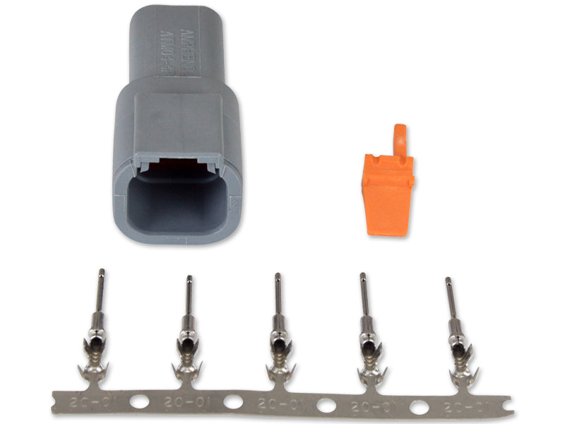 DTM-Style 4-Way Receptacle Connector Kit, Includes Receptacle, Receptacle Wedge Lock and 5 Male Pins