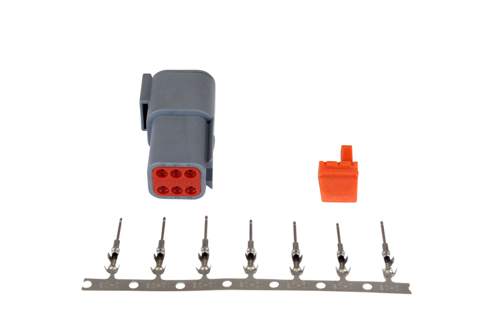 DTM-Style 6-Way Receptacle Connector Kit, Includes Receptacle, Receptacle Wedge Lock and 7 Male Pins