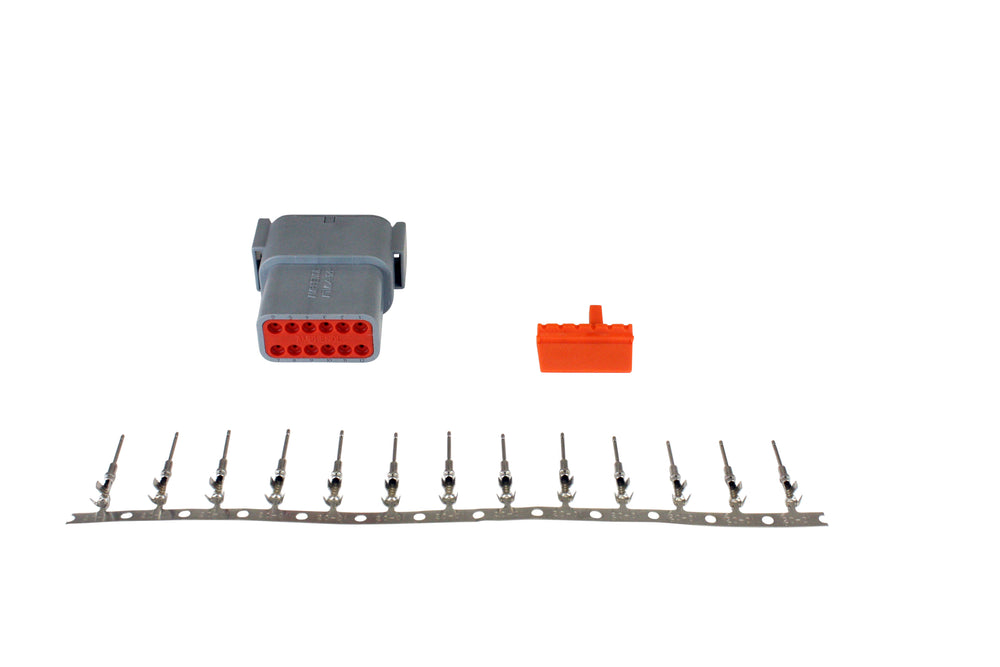 DTM-Style 12-Way Receptacle Connector Kit, Includes Receptacle, Receptacle Wedge Lock and 13 Male Pi