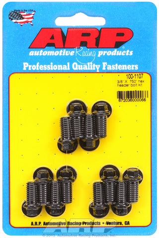 Universal Header Bolt Kit 5/16in wrench, 3/8in, .750in UHL Black Oxide Hex Head
