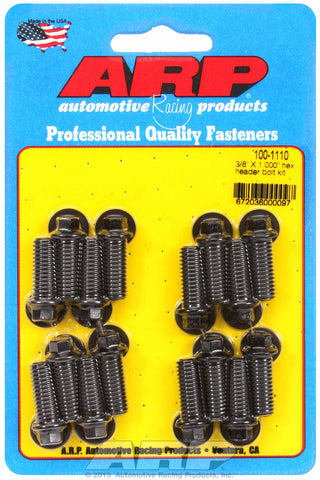 Universal Header Bolt Kit 5/16in wrench, 3/8in, 1.000in UHL Black Oxide Hex Head
