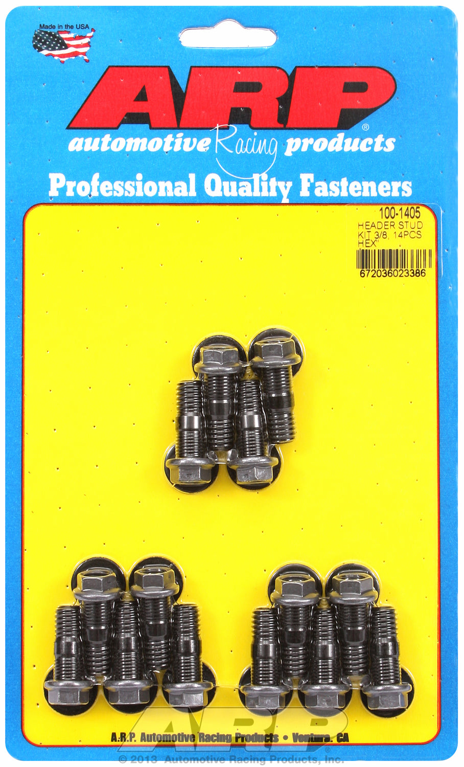 Header Stud Kit for Universal Stud kit, broached w/ 12-pt, locking nut, 3/8˝ Black Oxide Hex Head