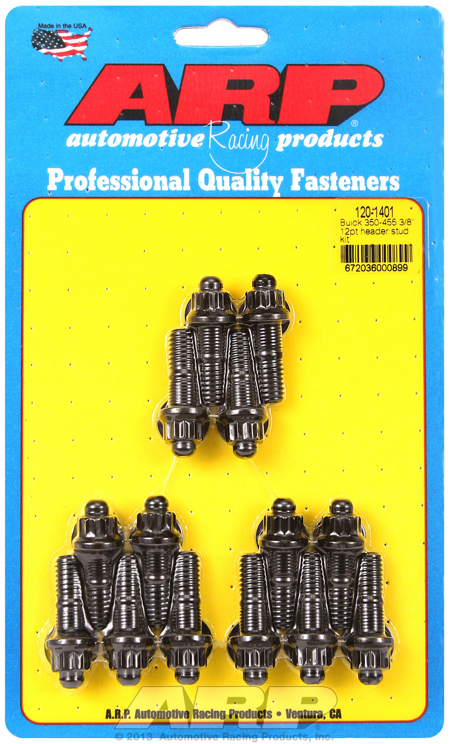 Header Stud Kit for Buick 350-455 cid Black Oxide 12-Pt Head