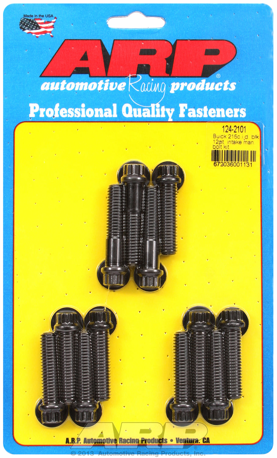 12-Pt Head Black Oxide Intake Manifold Bolts for Buick 215 cid, uses 3/8˝ socket