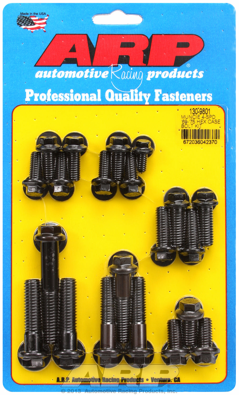 Manual Transmission Cast Bolt Kit for GM Muncie 4 Speed Black Oxide - Hex Head