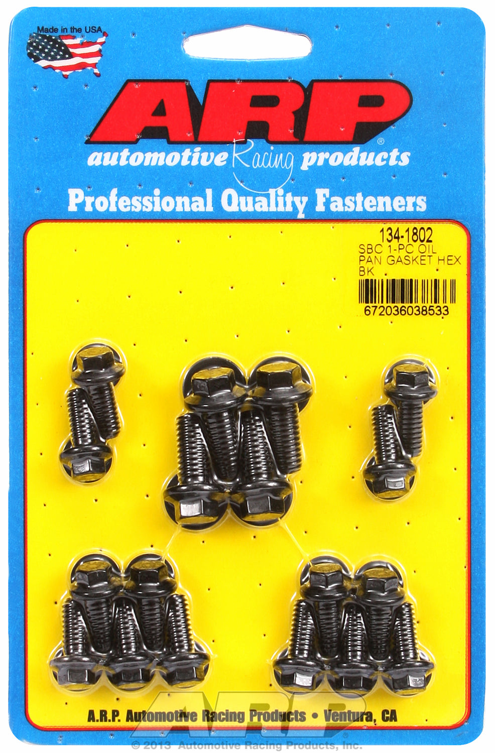 Hex Head Black Oxide Oil Pan Bolt Kit for Chevrolet 265-400 cid (w/ 1-pc. rubber gasket)