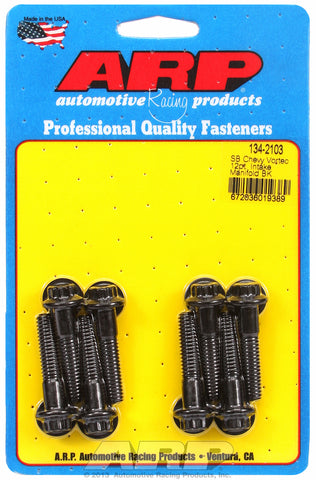 12-Pt Head Black Oxide Intake Manifold Bolts for Chevrolet 305-350 Vortec, fits most aftermarket alu