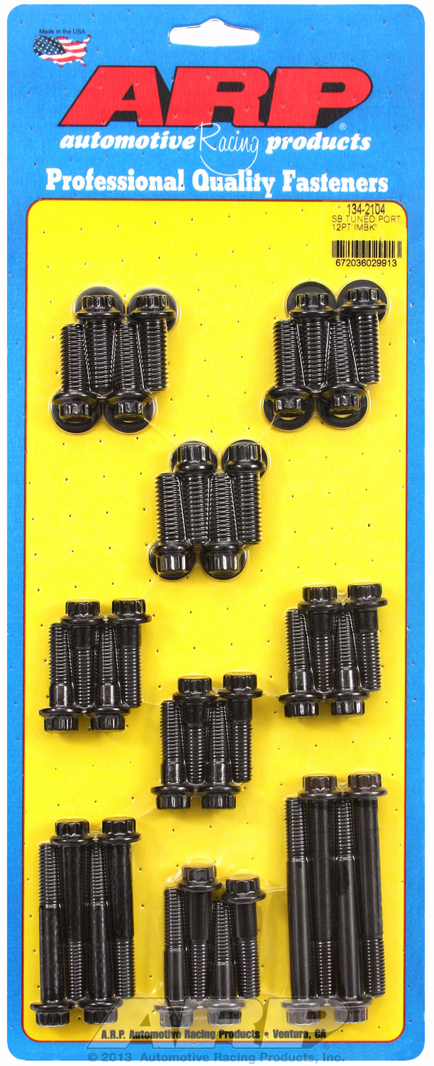 12-Pt Head Black Oxide Intake Manifold Bolts for Chevrolet 305-350 Tuned Port
