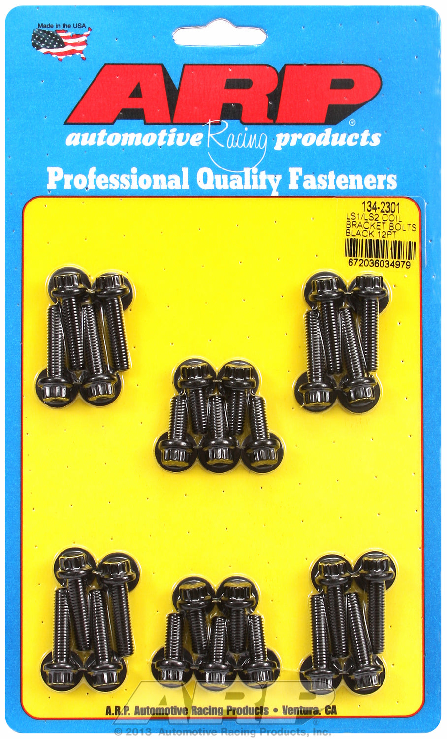 Coil Bracket Bolt Kit for Chevrolet LS Series small block Black Oxide - 12-Pt Head