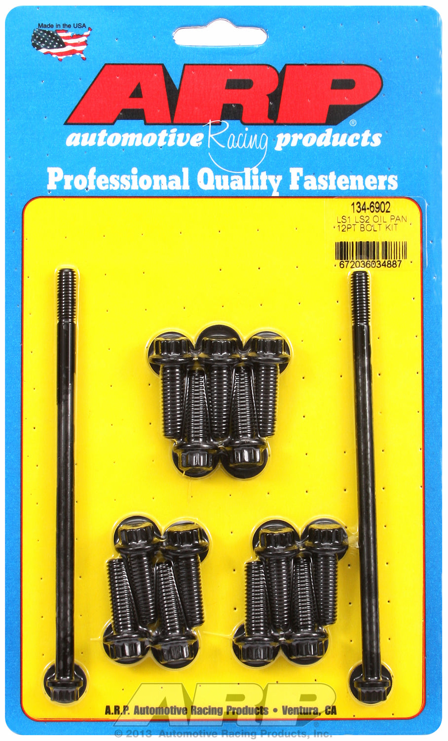 12-Pt Head Black Oxide Oil Pan Bolt Kit for Chevrolet Gen III/IV LS Series small block