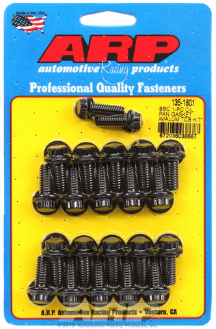 12-Pt Head Black Oxide Oil Pan Bolt Kit for Chevrolet 396-454 cid (w/ 1-pc. rubber gasket)