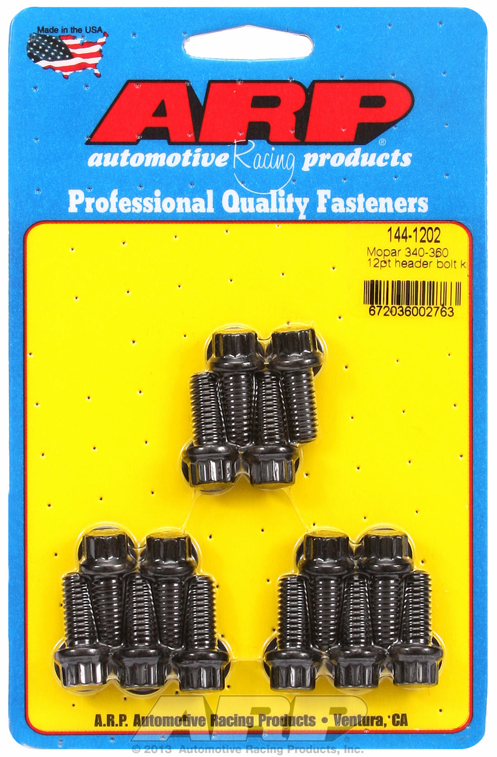 Header Bolt Kit For Chrysler 5/16˝ dia. bolt Black Oxide 12-Pt Head