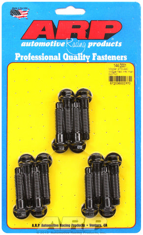 Hex Head Black Oxide Intake Manifold Bolts for Chrysler 318-440 Wedge, uses 3/8˝ socket