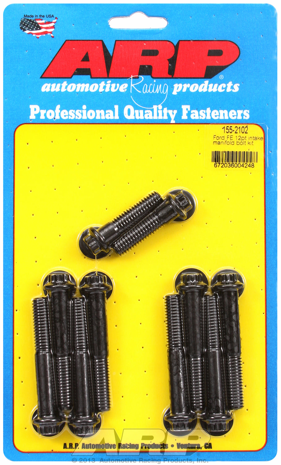 12-Pt Head Black Oxide Intake Manifold Bolts for Ford 390-428 cid FE Series