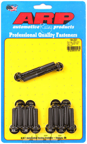 Hex Head Black Oxide Intake Manifold Bolts for Pontiac 350-455 cid, uses 3/8˝ socket