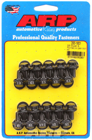 12-Pt Head Black Oxide Oil Pan Bolt Kit for Chrysler 318-340-360 Wedge & 318-360 Magnum