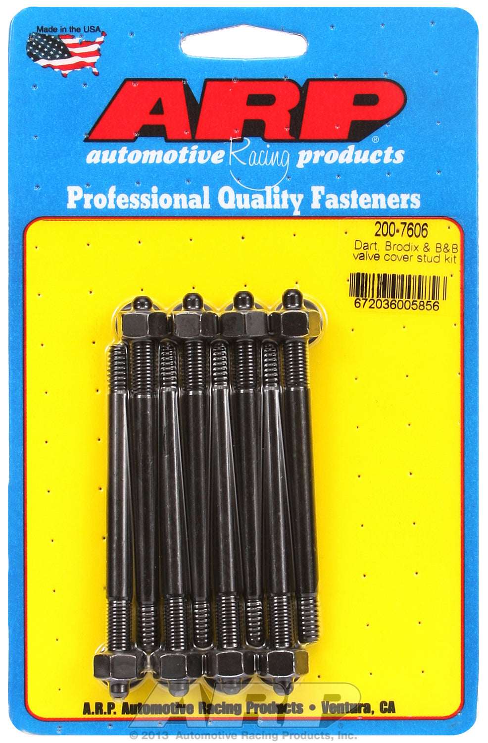 Valve Cover Stud Kit for Cast Aluminum Covers Stud kit, Dart, Brodix, B&B Black Oxide - Hex Head