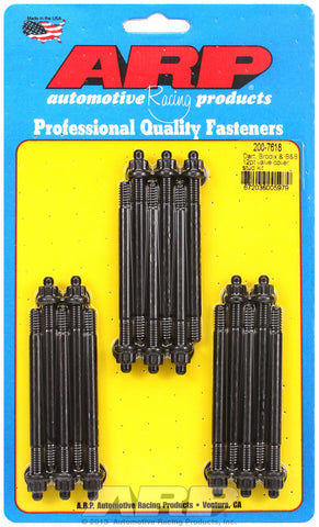 Valve Cover Stud Kit for Cast Aluminum Covers Stud kit, Dart, Brodix, B&B Black Oxide - 12-Pt Head