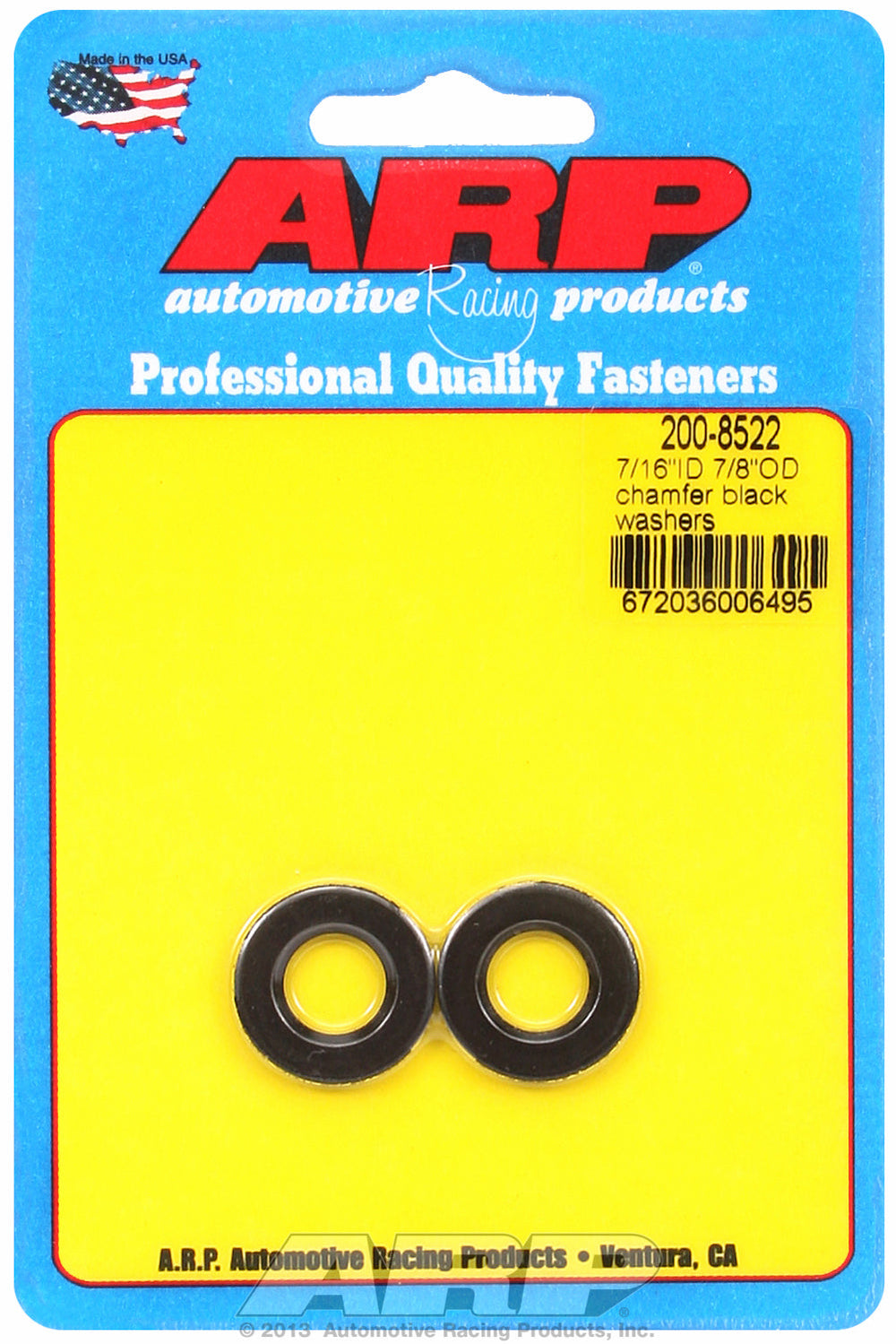 Black Oxide 2-PC Pack SAE Special Purpose Washers w/ Chamfer