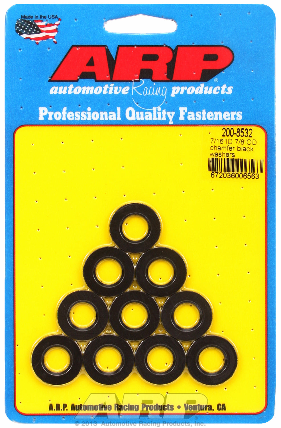 Black Oxide 10-PC Pack SAE Special Purpose Washers w/ Chamfer