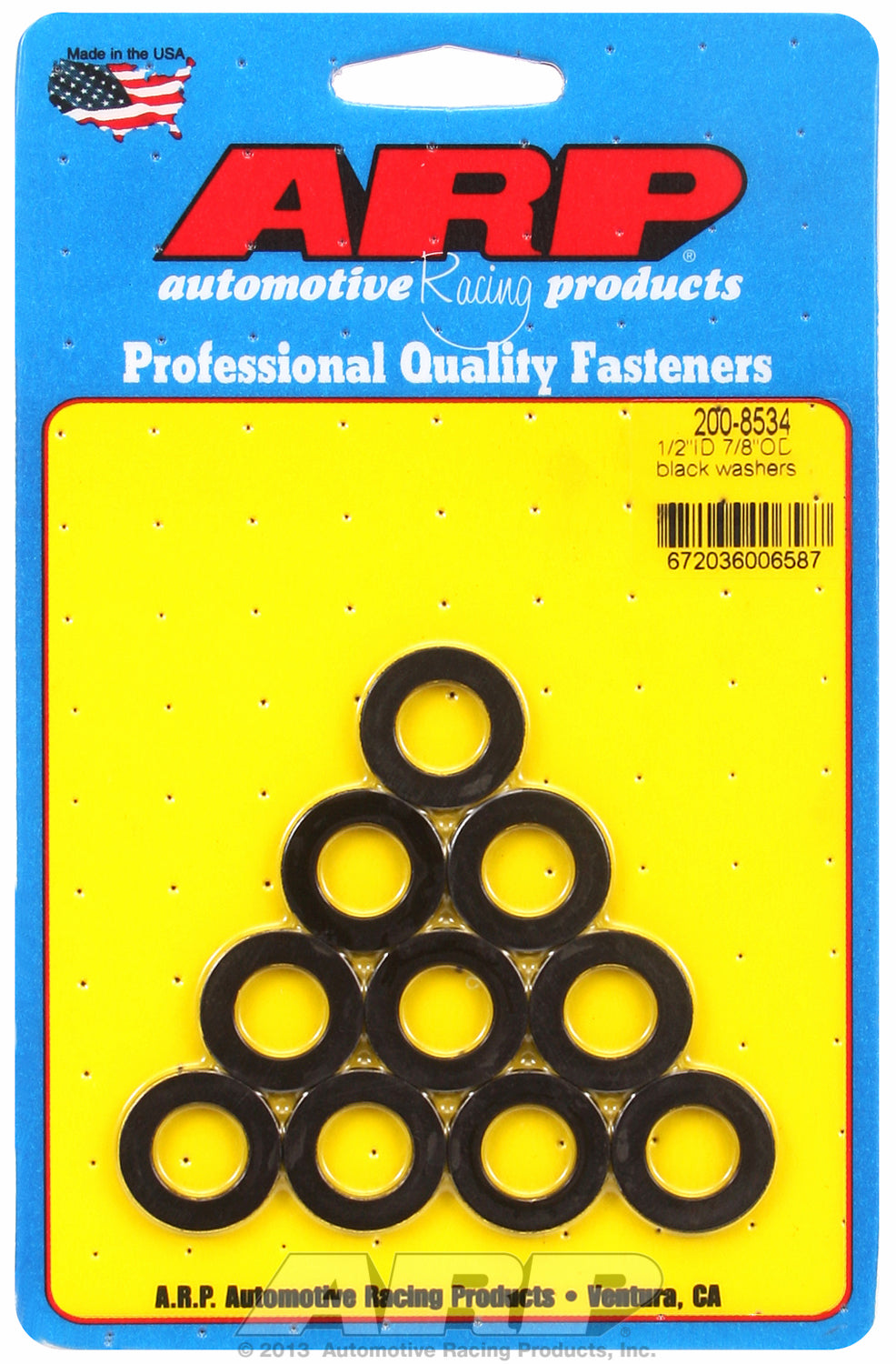 Black Oxide 10-PC Pack SAE Special Purpose Washers w/ Chamfer