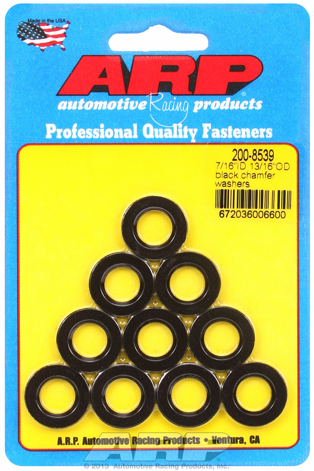 Black Oxide 10-PC Pack SAE Special Purpose Washers w/ Chamfer