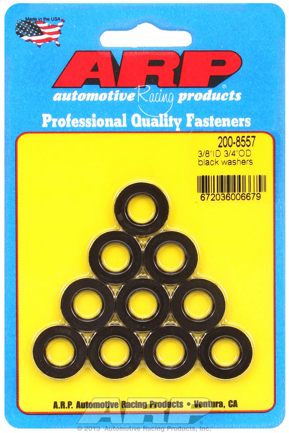 Black Oxide 10-PC Pack SAE Special Purpose Washers w/ Chamfer