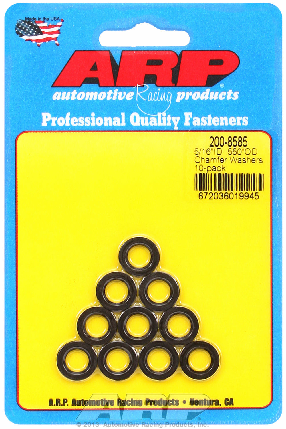 Black Oxide 10-PC Pack SAE Special Purpose Washers w/ Chamfer