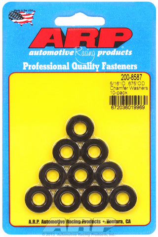 Black Oxide 10-PC Pack SAE Special Purpose Washers w/ Chamfer