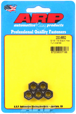 5/16-18 Black Oxide Hex Nut Kit 5-Pack