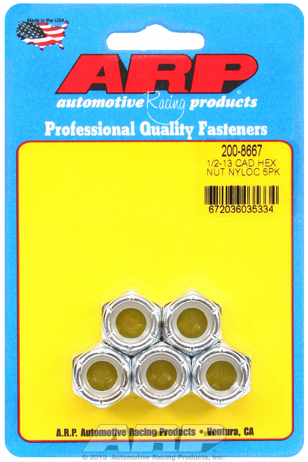 1/2-13 Cad Plated Nyloc Nut Kit 5-Pack