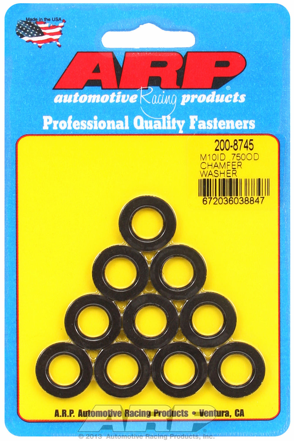 Black Oxide 10-PC Pack Metric Special Purpose Washers w/ Chamfer