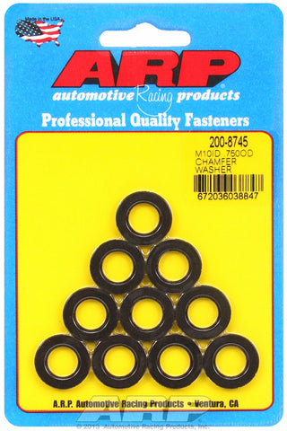 Black Oxide 10-PC Pack Metric Special Purpose Washers w/ Chamfer