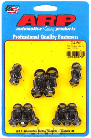 Hex Head Black Oxide Oil Pan Bolt Kit for Chevrolet 265-400 cid (w/ standard 2-pc. cork gasket)