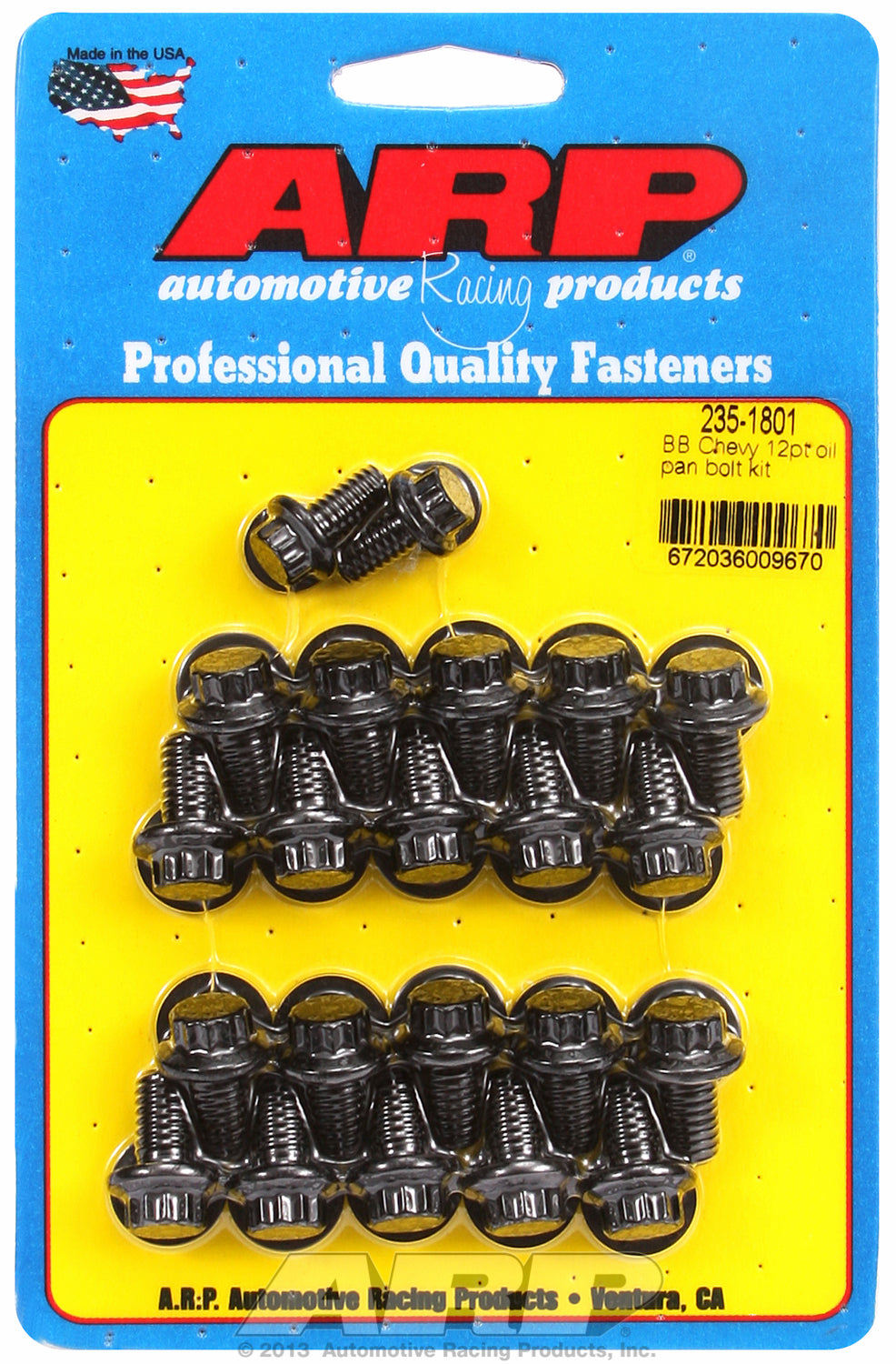 12-Pt Head Black Oxide Oil Pan Bolt Kit for Chevrolet 396-454 cid (w/ standard 2-pc. cork gasket)