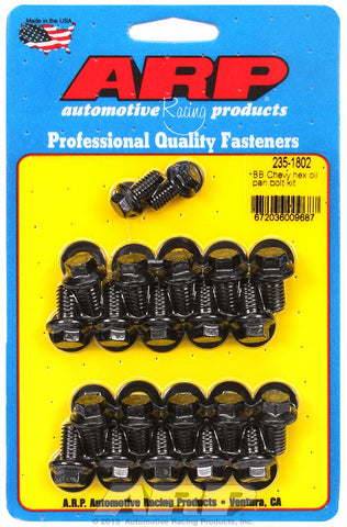 Hex Head Black Oxide Oil Pan Bolt Kit for Chevrolet 396-454 cid (w/ standard 2-pc. cork gasket)
