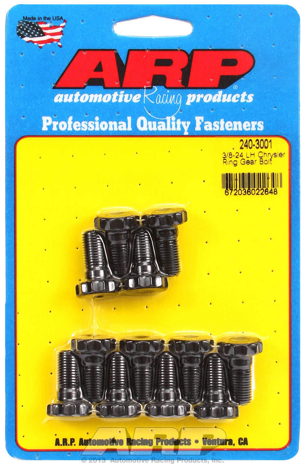 Ring Gear Bolt Kit for Chrysler 7-1/4˝ and 8-3/4˝ (1972 & earlier) .390 grip