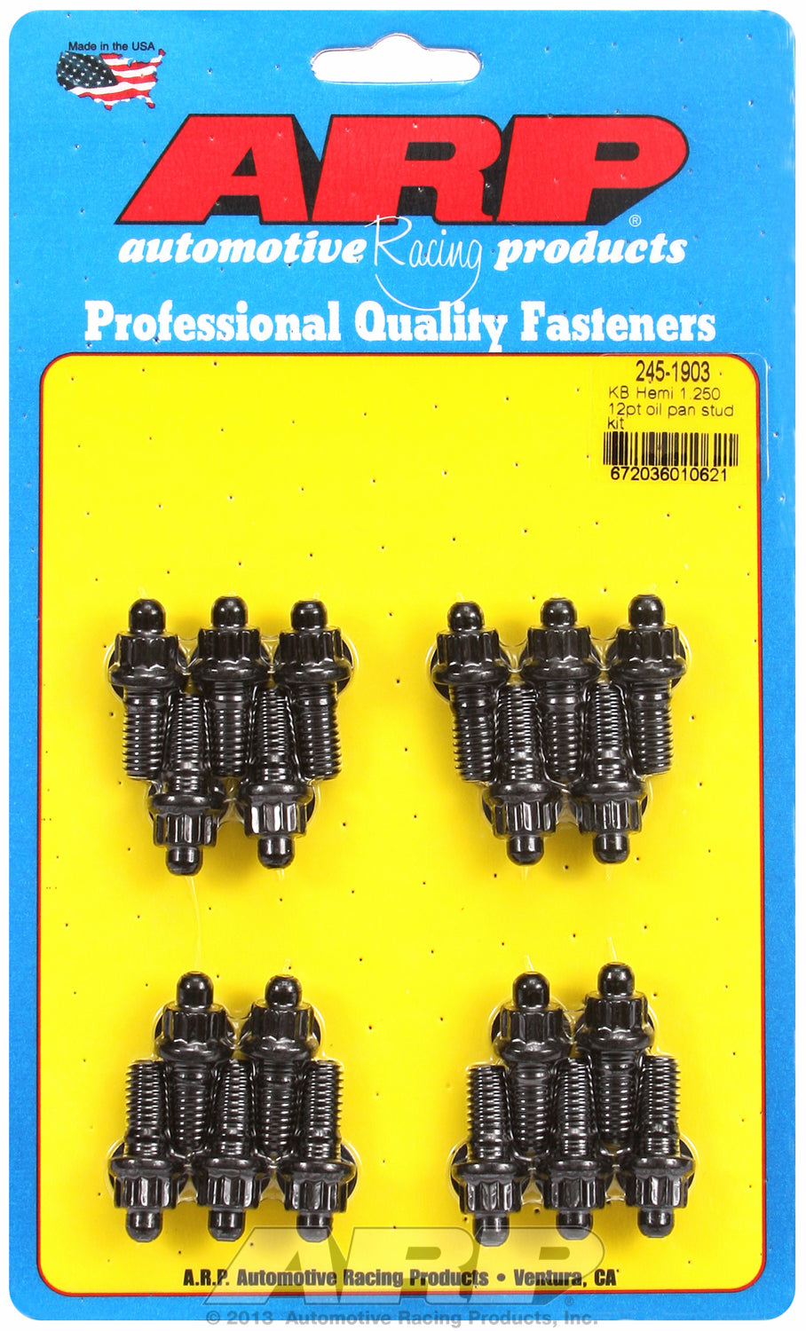 12-Pt Head Black Oxide Oil Pan Stud Kit for Chrysler KB Hemi, 1.300˝ U.H.L