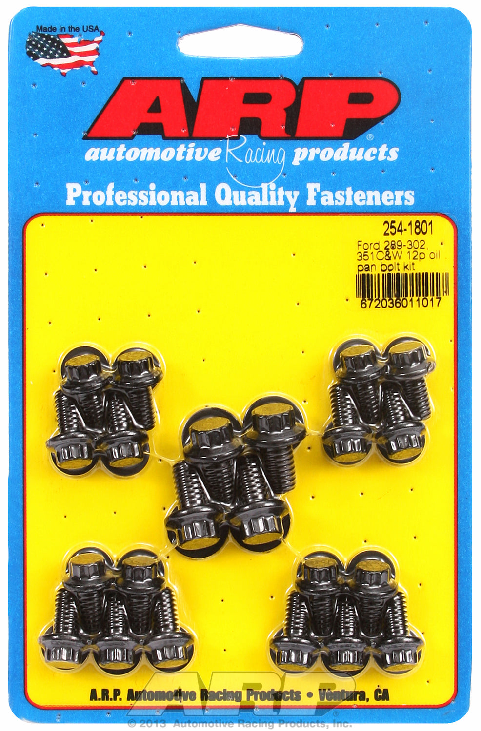 12-Pt Head Black Oxide Oil Pan Bolt Kit for Ford 289-302-351C & 351W (early model)