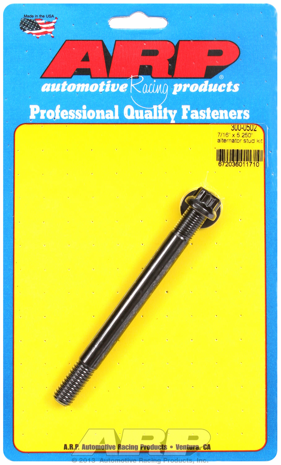 7/16in Alternator Stud Kit OAL: 5.250in; Corse Thread 1.000in; Fine Thread: 1.000